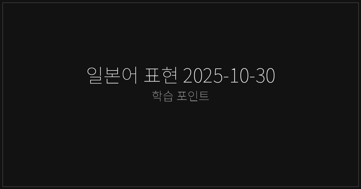 일본어 표현 2025-10-30 학습 포인트