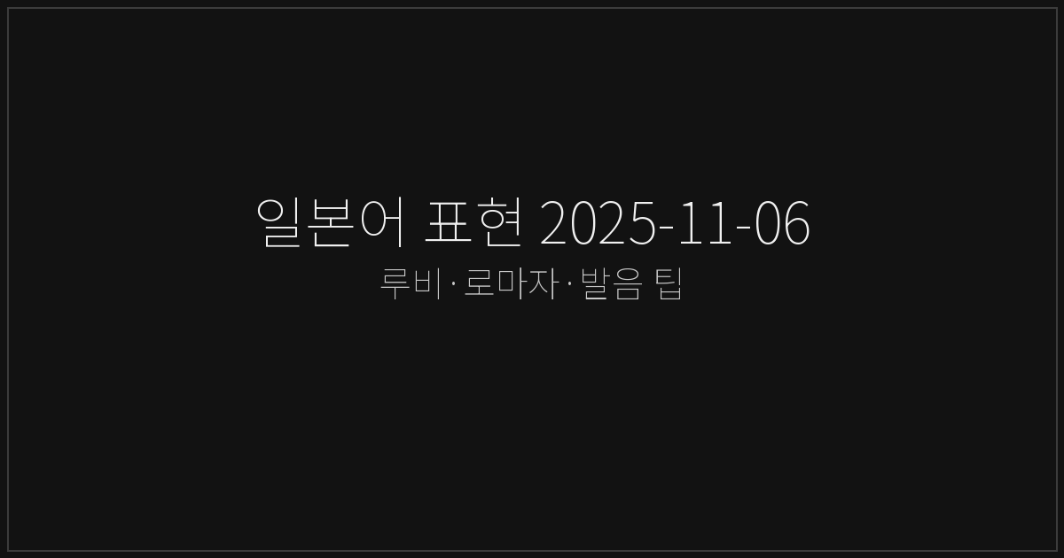 일본어 표현 2025-11-06
